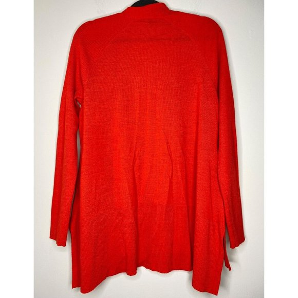 Eileen Fisher Red 100% Merino Wool Open Front High Low Cardigan Sweater | Size M - Picture 5 of 10